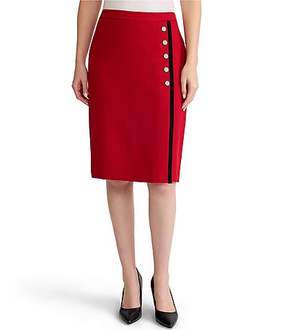 Kasper Knee Length Side Buttoned Pencil Skirt