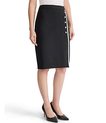 Kasper Knee Length Side Buttoned Pencil Skirt