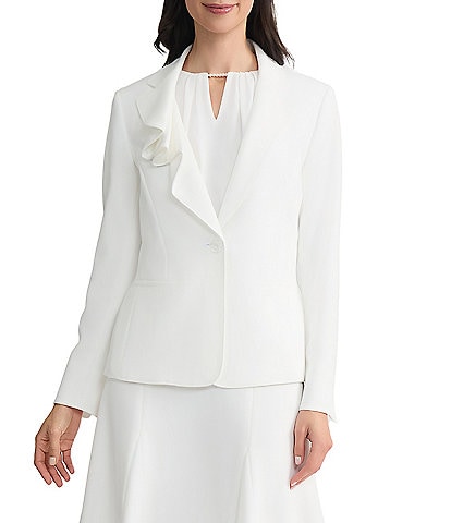 Kasper One Button Asymmetrical Collar Jacket