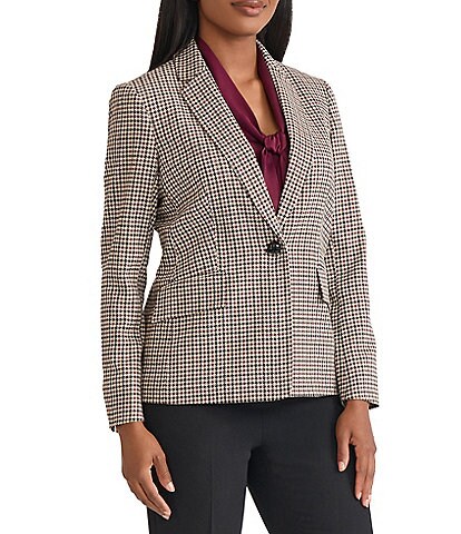 Kasper One Button Notch Collar Long Sleeve Jacket