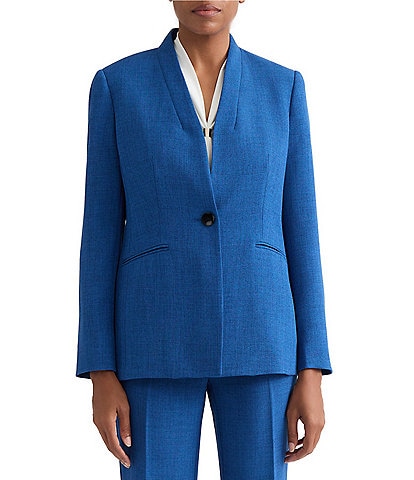Kasper One Button Pebble Crepe Jacket