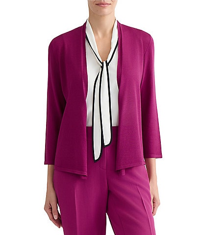 Kasper Open Front 3/4 Sleeve Cardigan