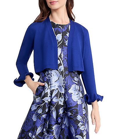 Kasper Open-Front Cropped Length Cardigan