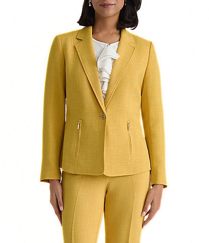 Kasper Petite One Button Notch Collar Jacket With Zip Pockets