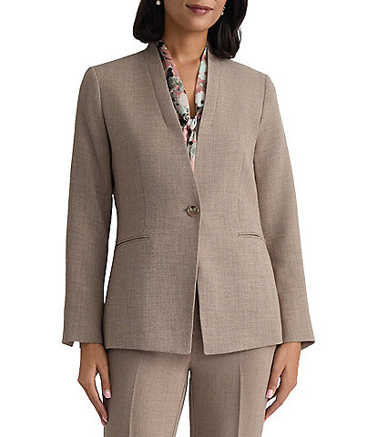 Kasper Petite One Button Pebble Crepe Jacket