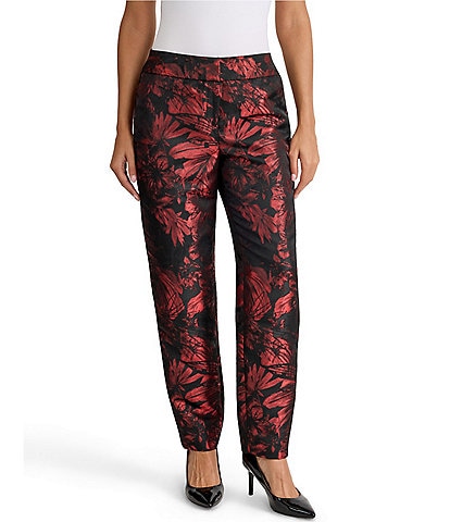 Kasper Petite Printed Jacquard Slim Fit Pants