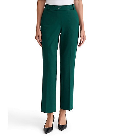 Kasper Petite Size Pull-On Compression Faux Fly Trousers