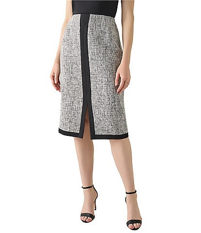 Kasper Petite Size Center Front Color Block Slit Skimmer Skirt