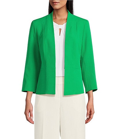 Kasper Petite Size Julia Open Front Front Collarless Stretch Crepe Blazer