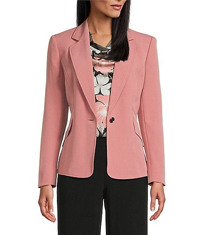 Kasper Petite Size Notch Collar Long Sleeve Crepe Jacket