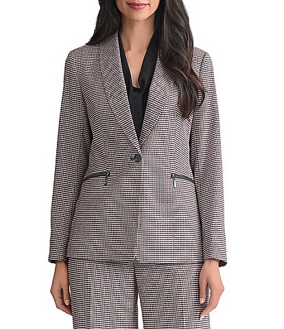 Kasper Petite Size One Button Zipper Pockets Shawl Collar Jacket