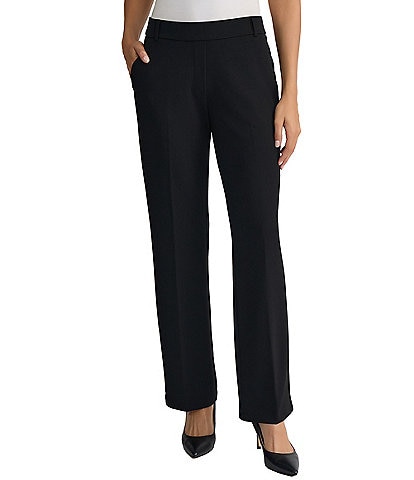 Kasper Petite Size Pull On Faux Fly Front Scuba Crepe Trouser Pants