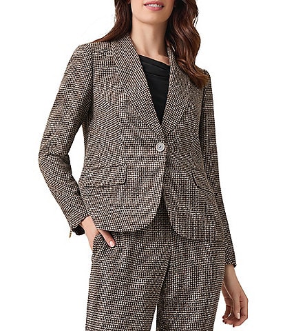 Kasper Petite Tweed Shawl Collar One-Button Jacket