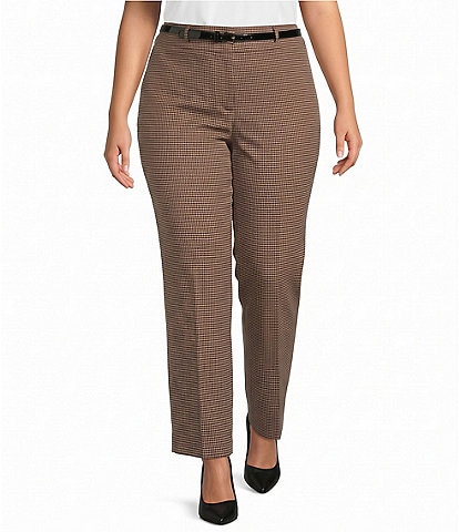 Kasper Plus High Rise Fly Front Belted Pants
