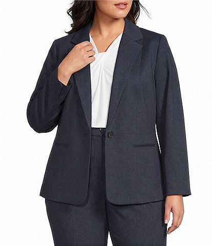 Kasper Plus Long Sleeve Denim Compression Coordinating Jacket