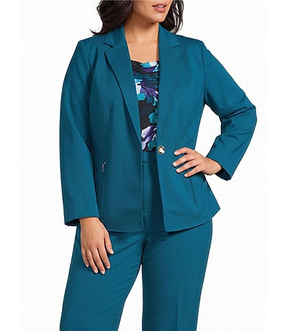 Kasper Plus Long Sleeve One Button Blazer