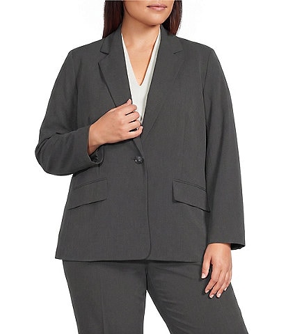 Kasper Plus Washable One Button Notch Collar Jacket