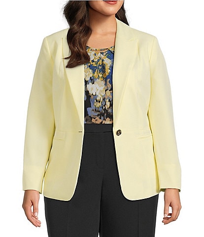 Kasper Plus Size Crepe Notch Lapel One Button Blazer