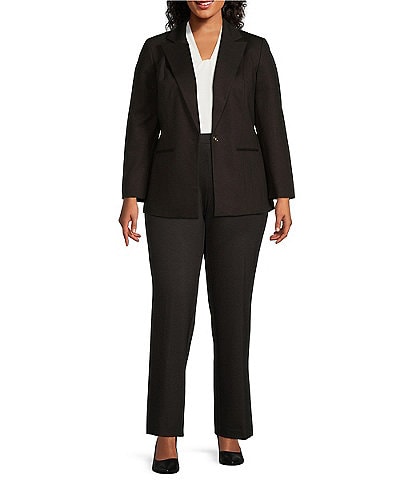Kasper Plus Size Notch Lapel Button Front Zipper Sleeve Blazer Jacket & Coordinating Pull-On Trouser Pants