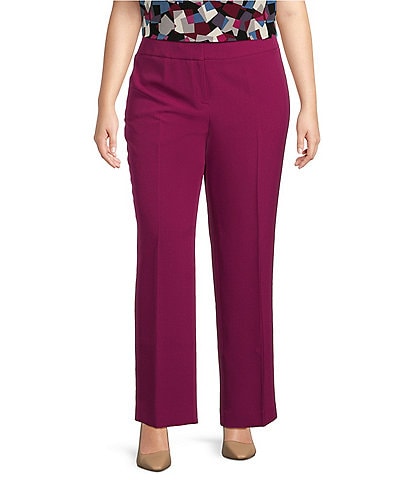 Kasper Plus Size Stretch Crepe Fly Front Slim Leg Coordinating Pants