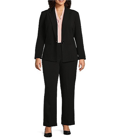 Kasper Plus Size Stretch Crepe Seamed Blazer & Stretch Crepe Skimmer Skirt