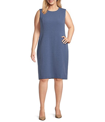 Kasper Plus Size Stretch Crepe Princess Seam Sheath Dress