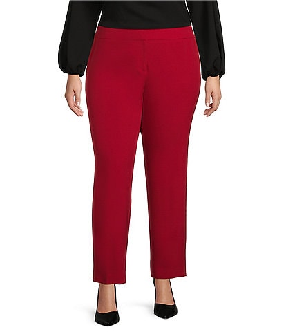 Patterned women's 3/4 PLUS SIZE pants - Clothing red, black, WOMAN \  CLOTHING \ PLUS SIZE WOMAN \ Gift guide WOMAN \ CLOTHING \ PANTS \ Slacks  lista duże ilości - pozostawić ukryte Gift ideas