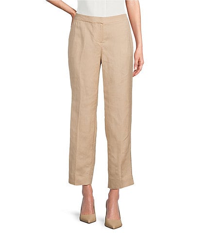Kasper Refined Linen Blend Straight Leg Pants