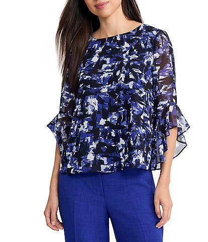 Kasper Ruffle Sleeve Blouse