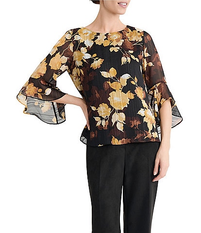 Kasper Ruffle Sleeve Chiffon Blouse