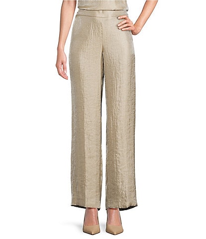 Kasper Shimmer Twill Pull On Wide Leg Pants