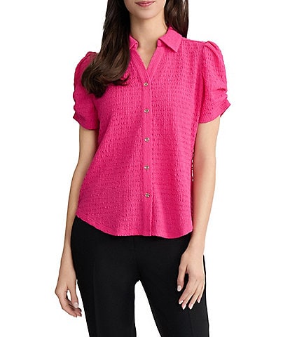 Kasper Short Sleeve Button Front Blouse