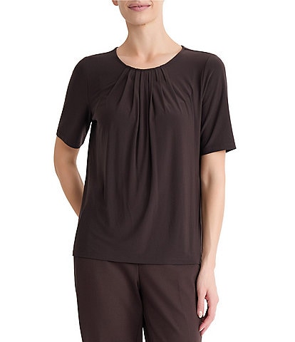 Kasper Short Sleeve Solid Jersey Top