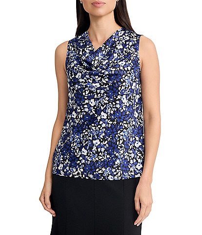 Kasper Sleeveless Draped Neck Blouse