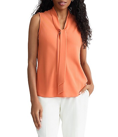 Kasper Sleeveless Tie Neck Blouse