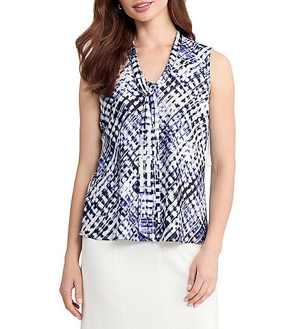 Kasper Sleeveless Tie Neck Blouse