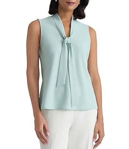 Kasper Sleeveless V-Neck Tie Front Sash Blouse
