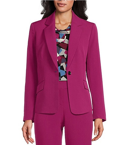 Kasper Stretch Crepe Notch Collar Long Sleeve Blazer