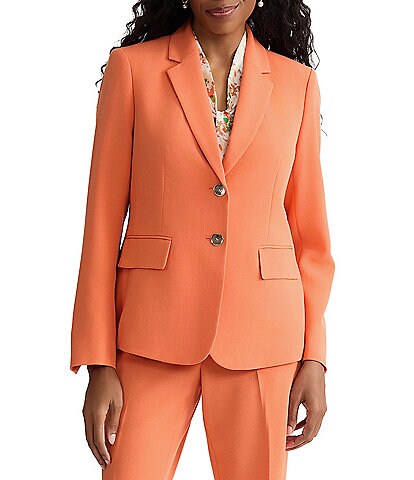 Kasper Stretch Crepe Notched Long Sleeve Jacket