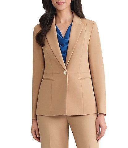 Kasper Stretch Twill One Front Button Peak Lapel Jacket
