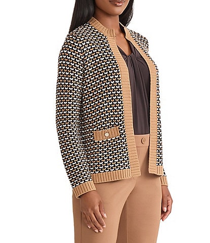 Kasper Textured Cardigan With Front Pockets