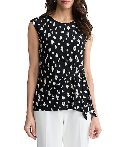 Kasper Tie Front Printed Blouse