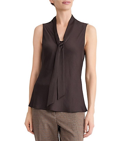 Kasper Tie Front Satin Blouse