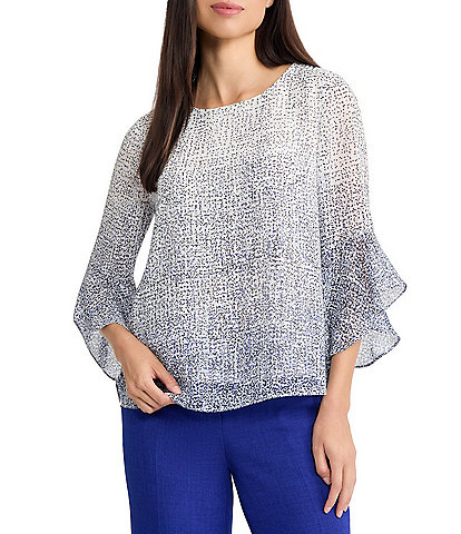 Kasper Tiered Ruffle Sleeve Pullover Blouse