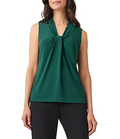 Kasper V-Neck Knot Front Sleeveless Blouse