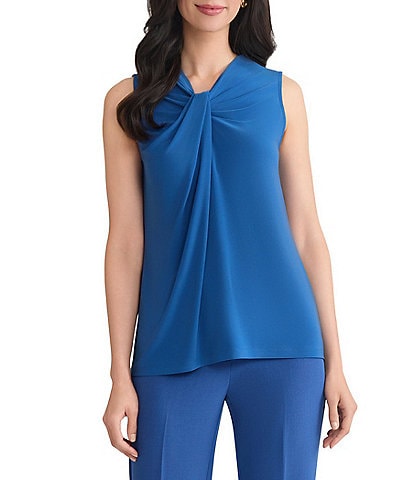 Kasper V-Neck Knot Front Sleeveless Blouse