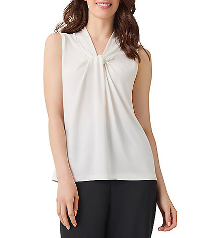 Kasper V-Neck Knot Front Sleeveless Top