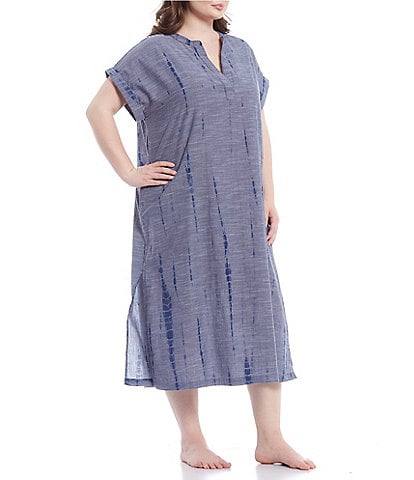 Landry Plus Tie Dye Woven Long Cotton Caftan