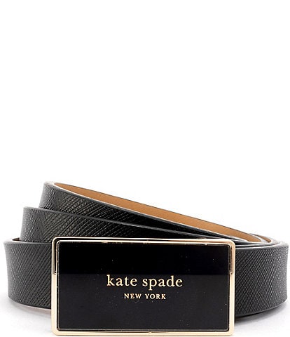 kate spade new york 0.78" Plaque Leather Black Belt