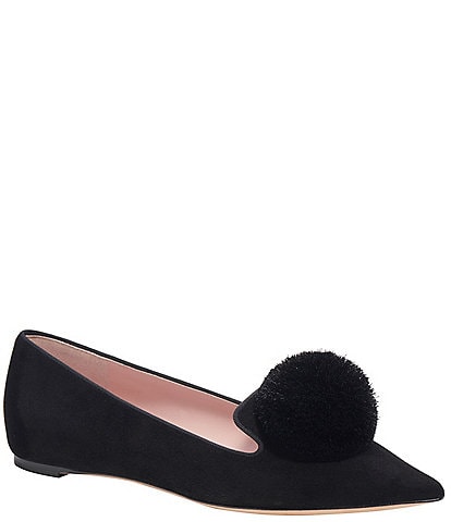 Amour Pom Flat Suede Slip Ons